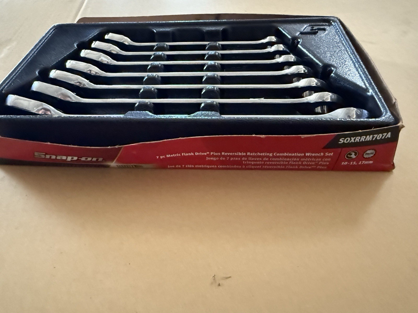 Snap On 7pc Metric Flank Drive Plus Reversible Ratcheting Combination Wrench Set