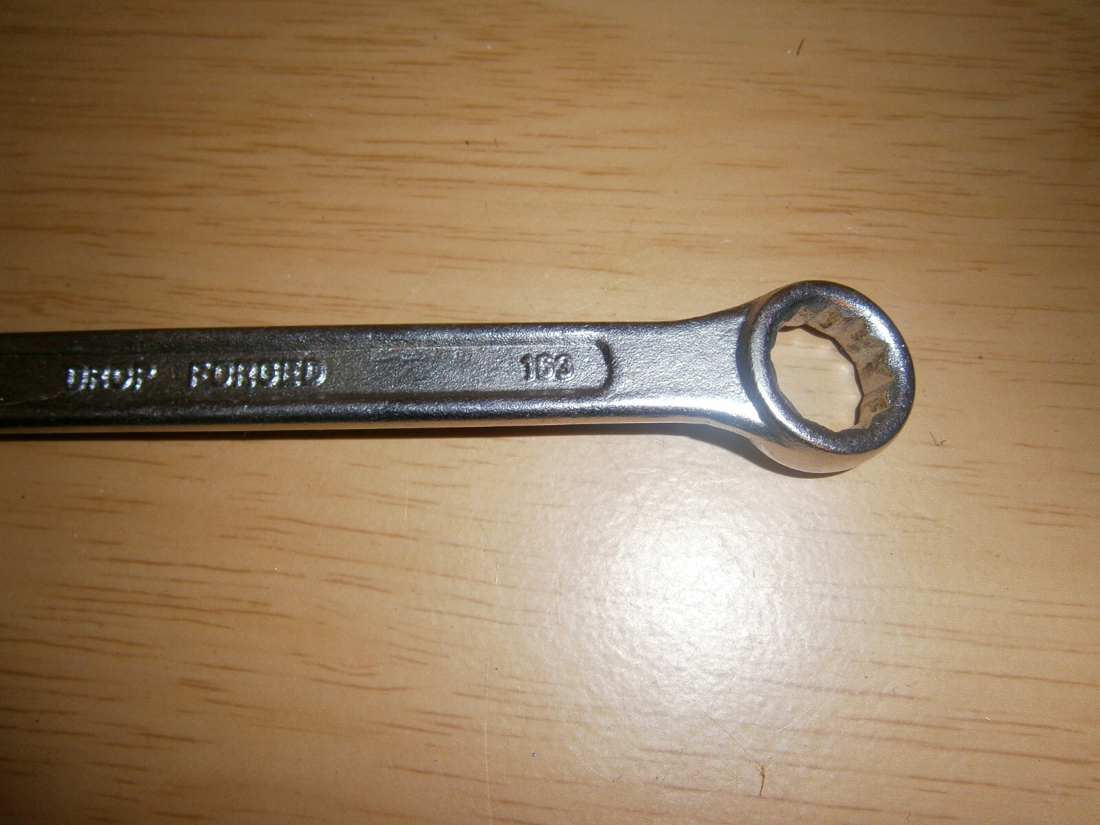 Vintage silver tone combination spanner. 14mm. (E6a)