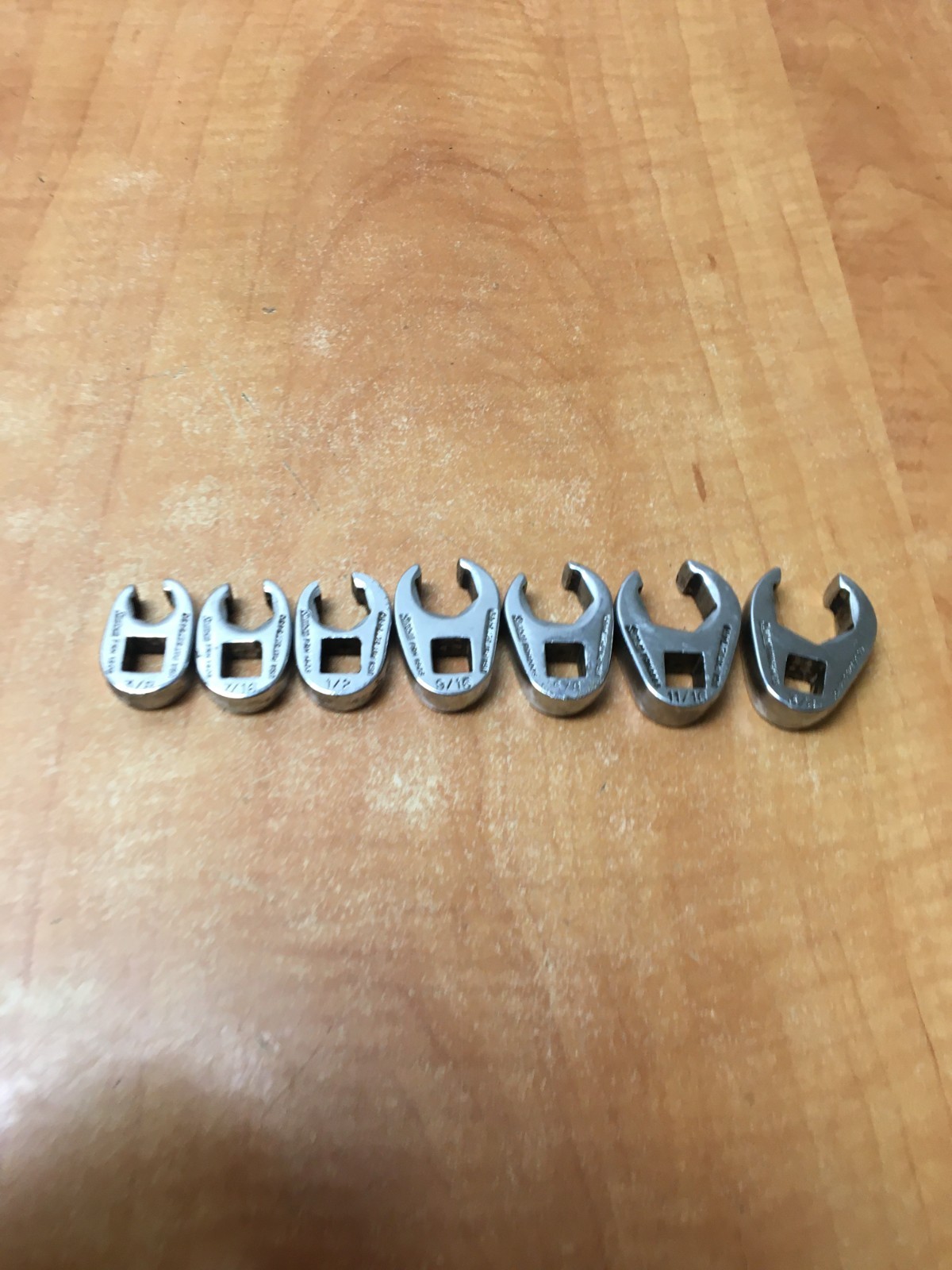 Vintage Snap On 7 Pc. Crowfoot Flare Nut Set 207S-FRH 3/8 Drive 3/8-3/4 COMPLETE