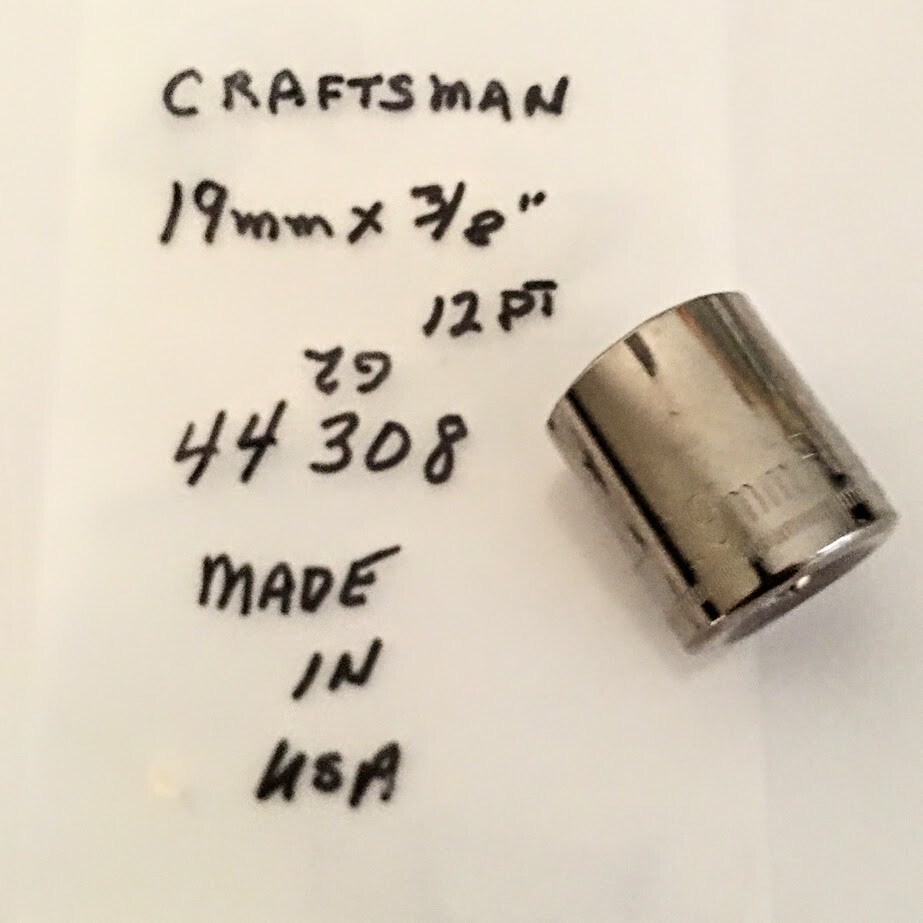 Craftsman Standard Socket 19 mm x 3/8″ -G2 44308 – 12pt – Made in USA