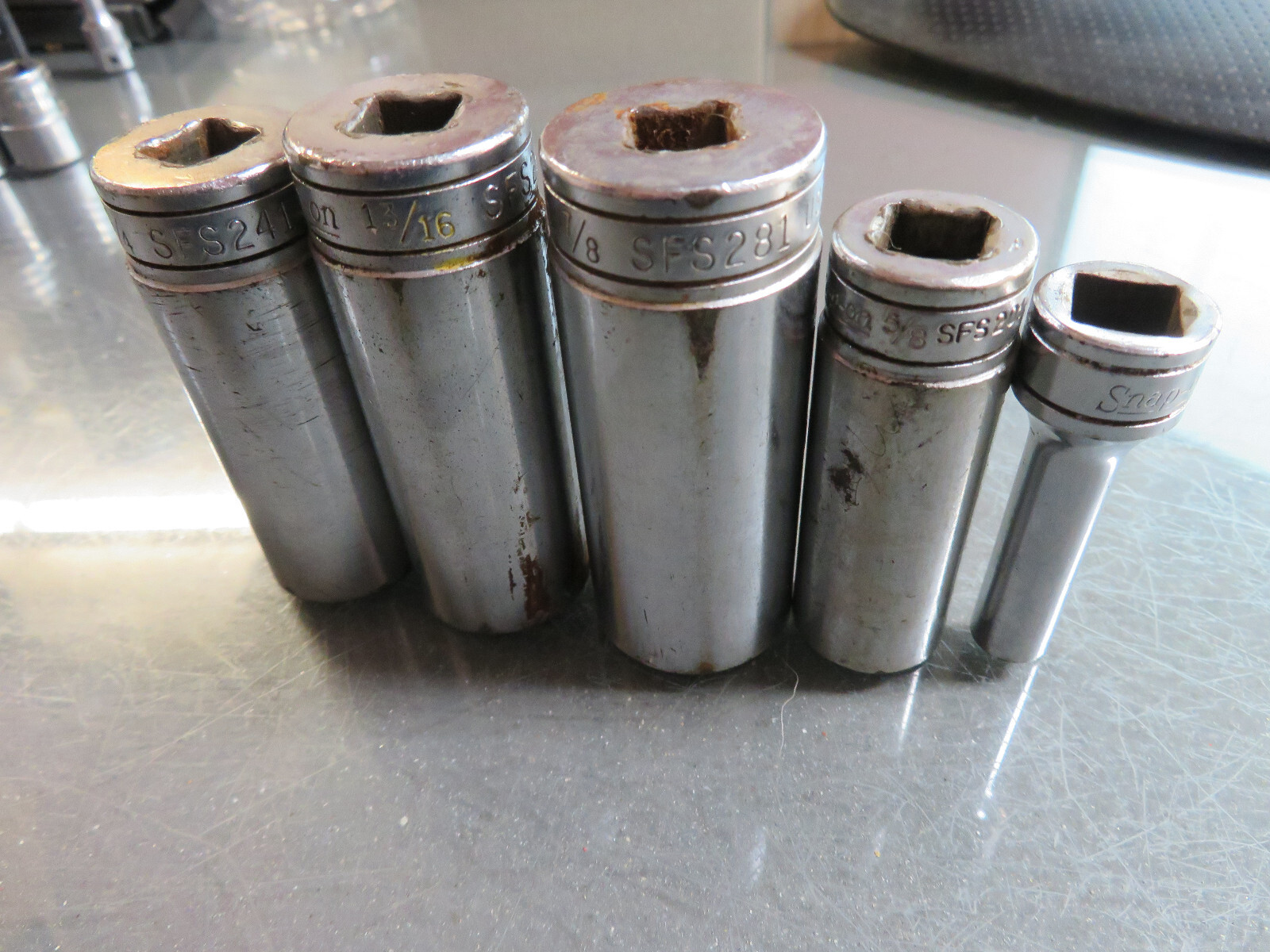 Snap On 3/8 Drive 6-Point SAE Flank Deep Socket-SFS281,SFS201,SFS241,SFS261