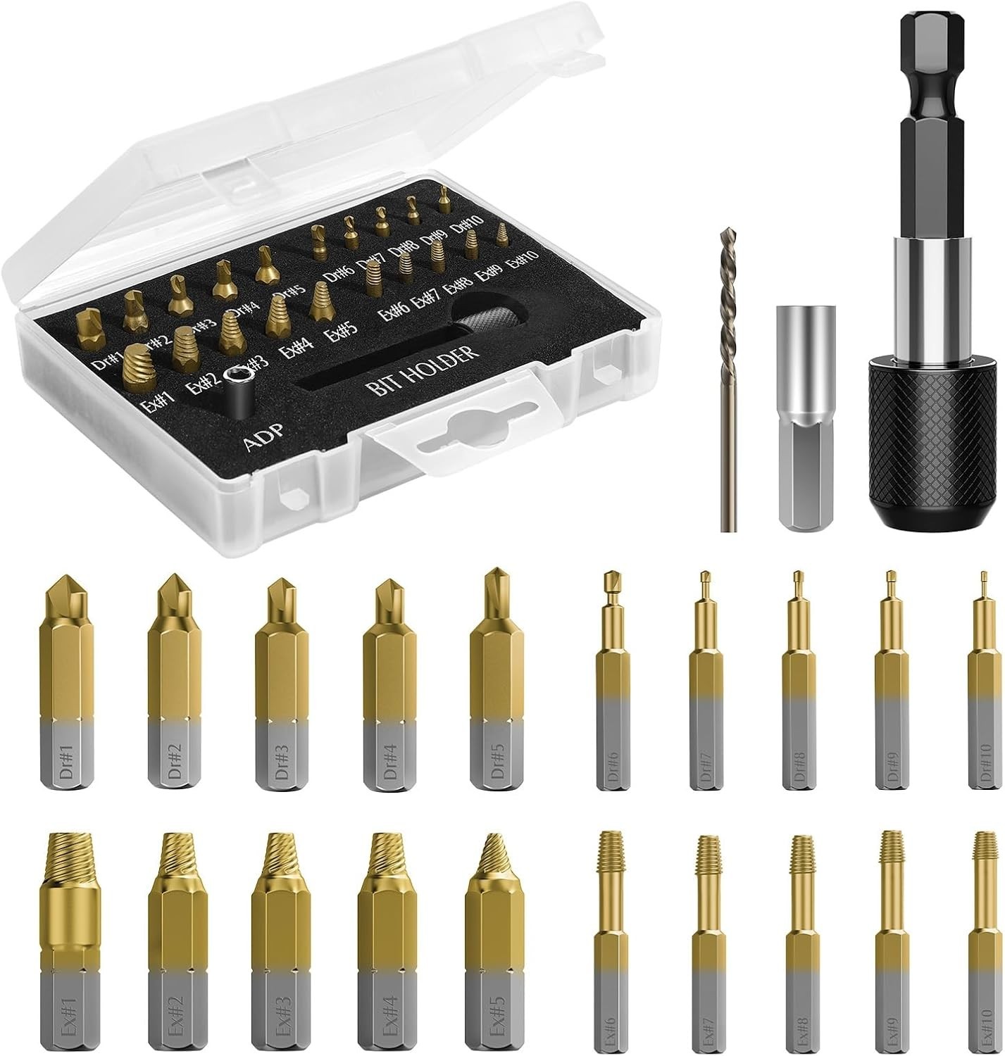 Damaged Screw Remover Set, 22 PCS – Magnetic Bit Holder