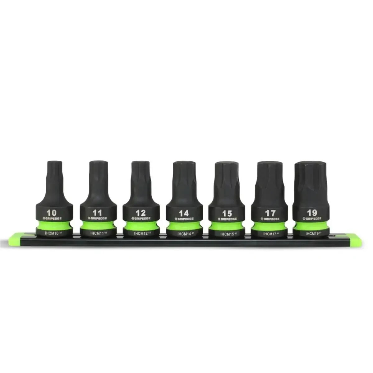 Grip Edge 1/2″ dr Metric RPT Impact Hex Bit Socket Set w/ Rail 10-19mm #IHCM7S