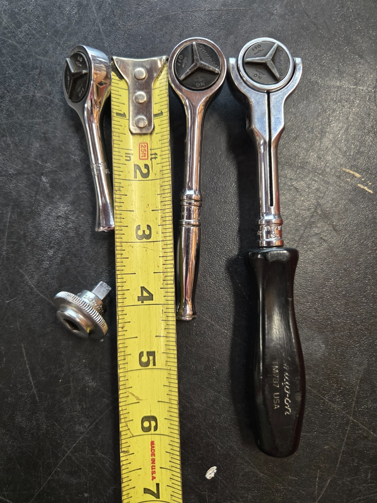 Snap-on 4 piece 1/4 drive ratchet set in original Snap-on tray