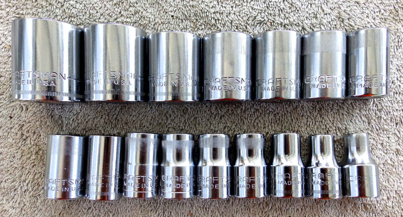 Vintage Craftsman 12pt 1/2” Drive Metric 16pc Socket Set 9mm – 30mm USA