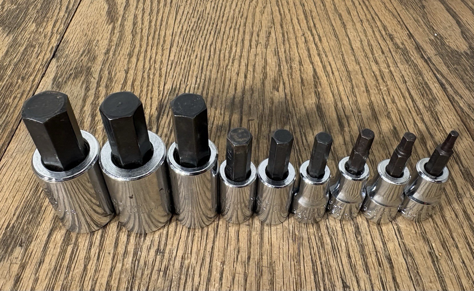 Vintage Tools Wright Tool 1/2” Drive 9 Piece SAE Hex Bit Socket Set Mechanic USA
