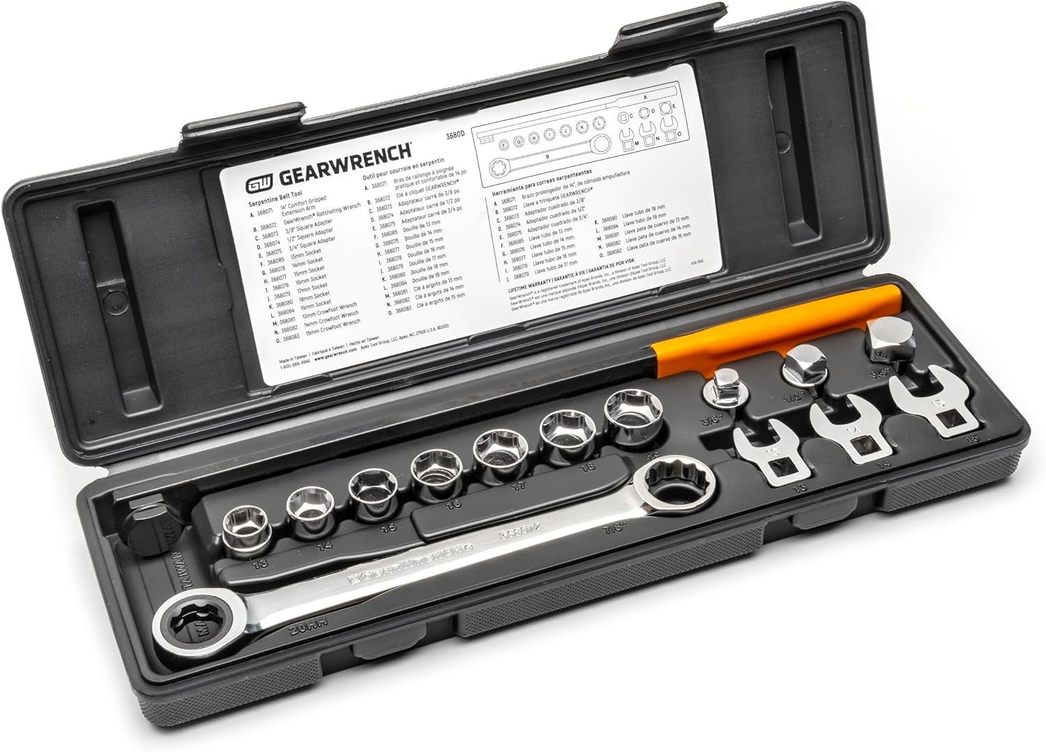 15 Piece Ratcheting Serpentine Belt Tool Set | 3680D