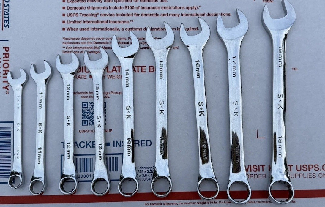 VINTAGE S-K Tools USA Super-Krome® Metric W/CASE Super Chrome wrenches CLEAN