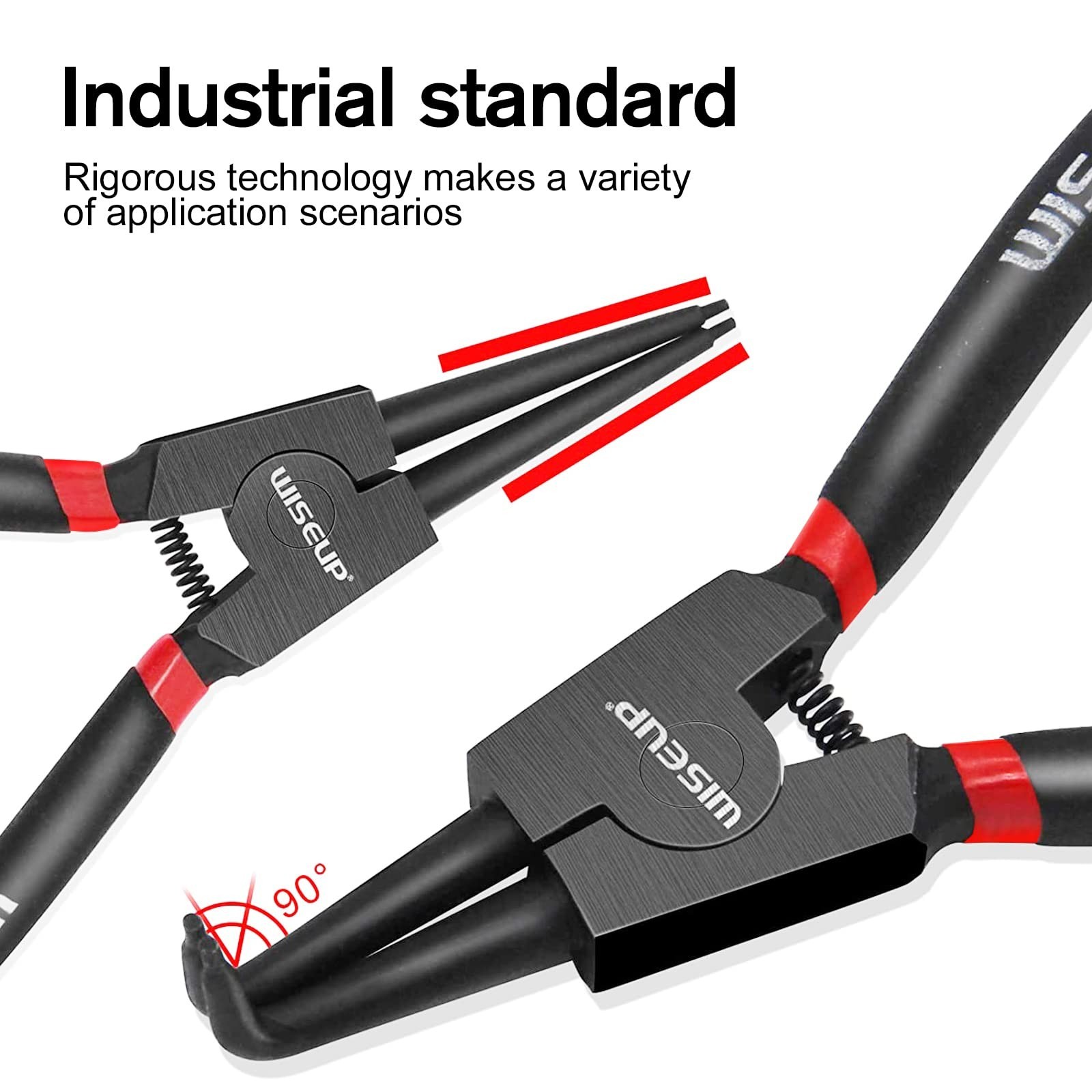 Heavy Duty Snap Ring Pliers Set 4PCS – 13″ Internal/External Circlip Kit, C-Clip