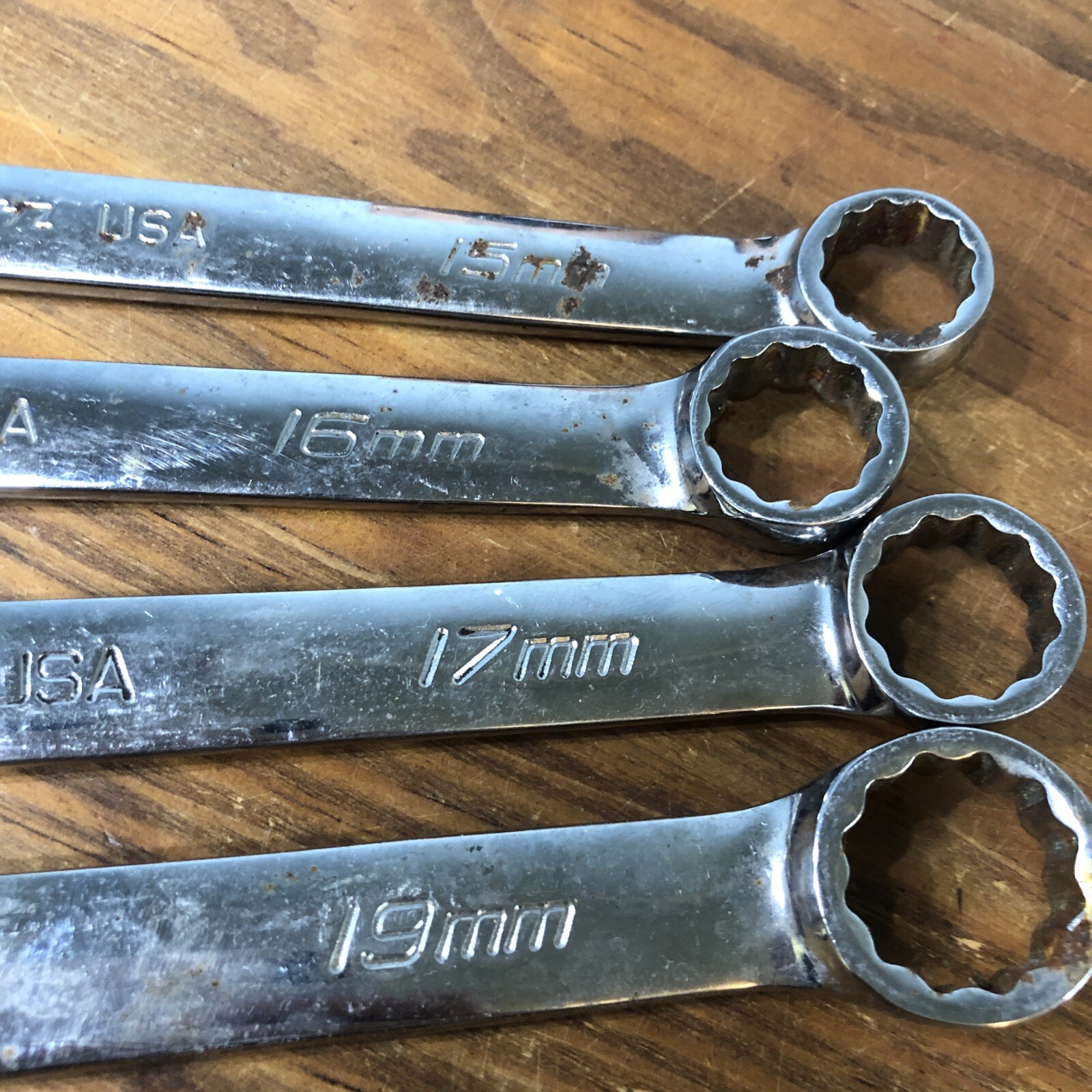 Snap-on SOEXM 15-17, 19 Flank drive Plus 12 Point Combo Wrench Set 4pc Metric