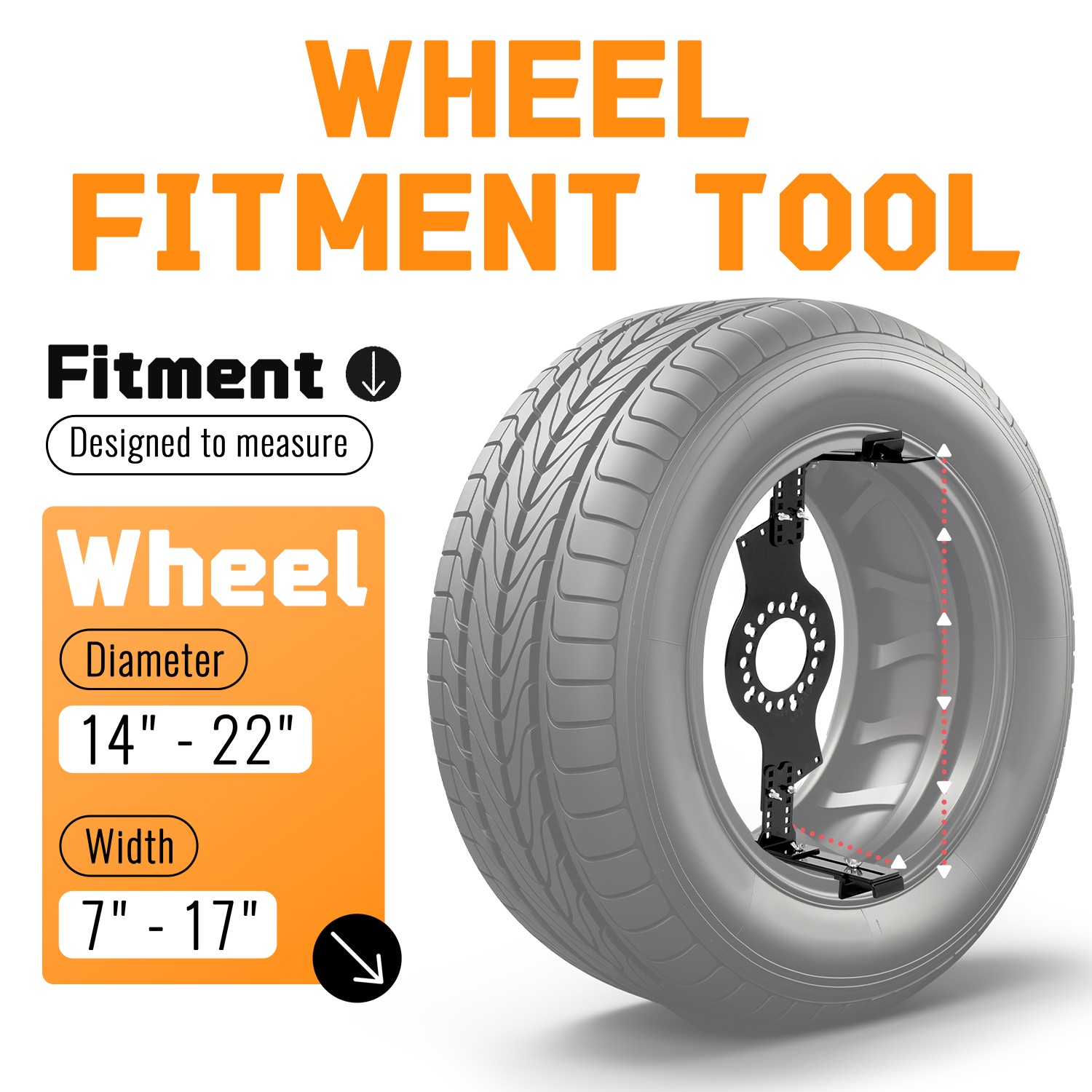 5-Lug Pattern 14″-22″ Wheel Fitment Simulator Tool Tire Size For Measurement