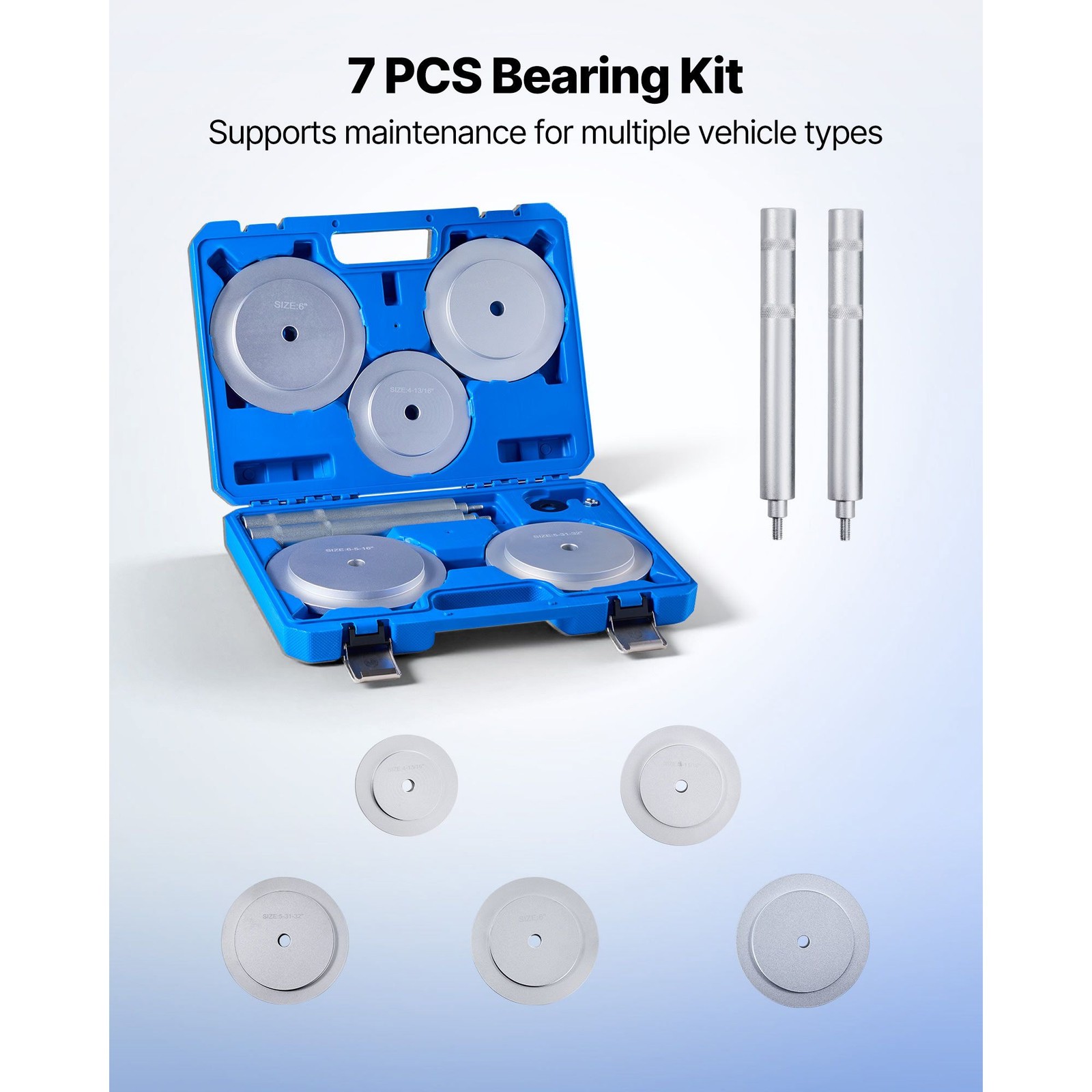 7-Pc Bearing Press Kit Aluminum Alloy Drive Handle Storage Case