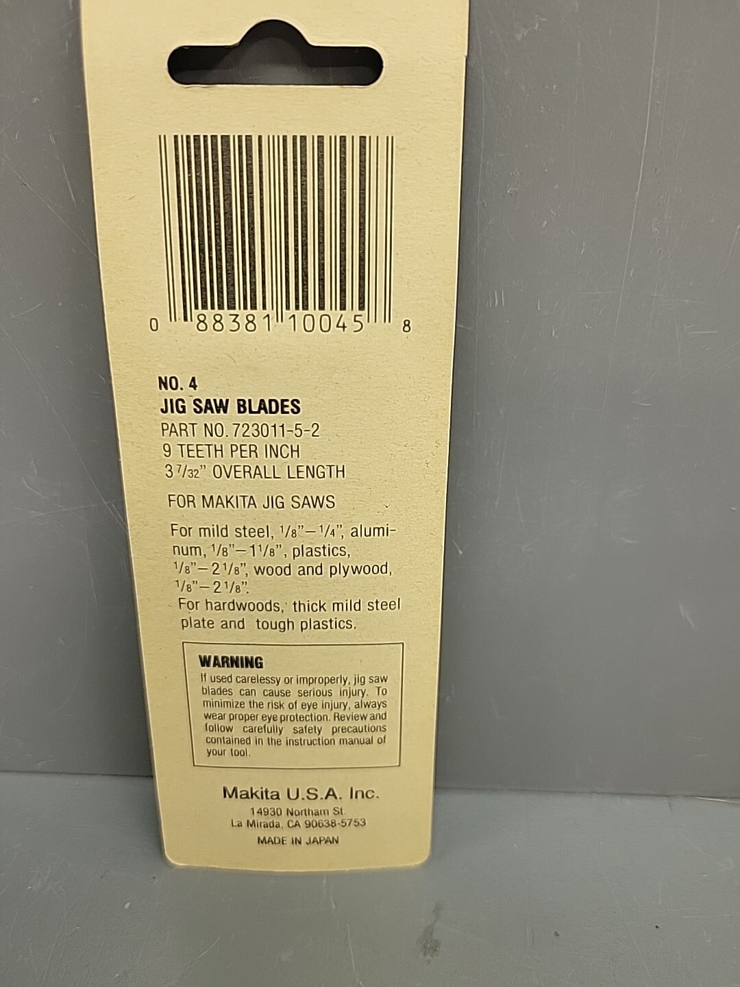 Makita No. 4 JigSaw Blade 723011-5-2 WOOD & METAL 9 Teeth TPI New Old Stock