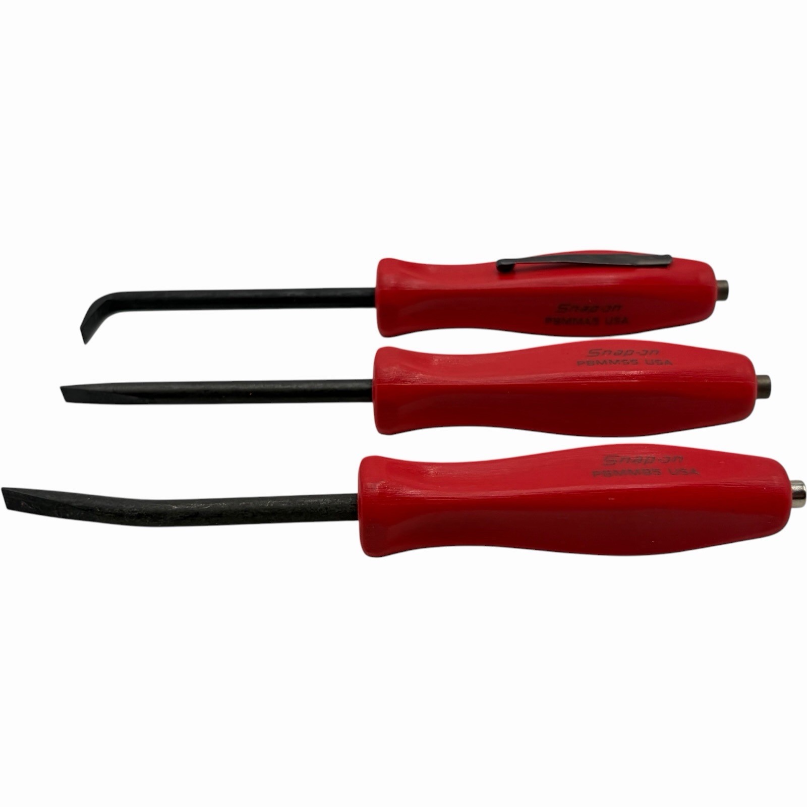 Snap On Tools Mini Magnetic Pocket Pry Bar Set 3 piece Red 5 inch Bent 90