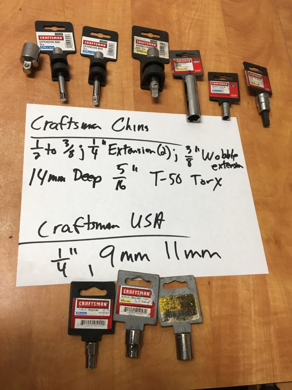Craftsman Socket 1/4 3/8 Drive Lot of 10 SAE Metric sockets extensions torx