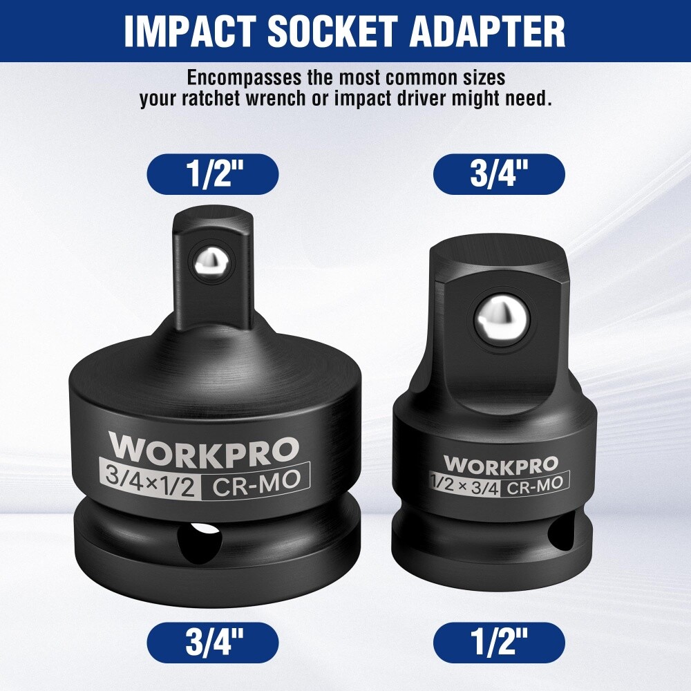 WORKPRO 2-Piece Impact Socket Adapter & Reducer Set for Impact Driver Conversion
