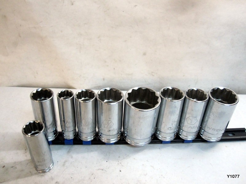 GearWrench 12 Point Deep SAE Socket Set 9 Pc 1/2 Drive