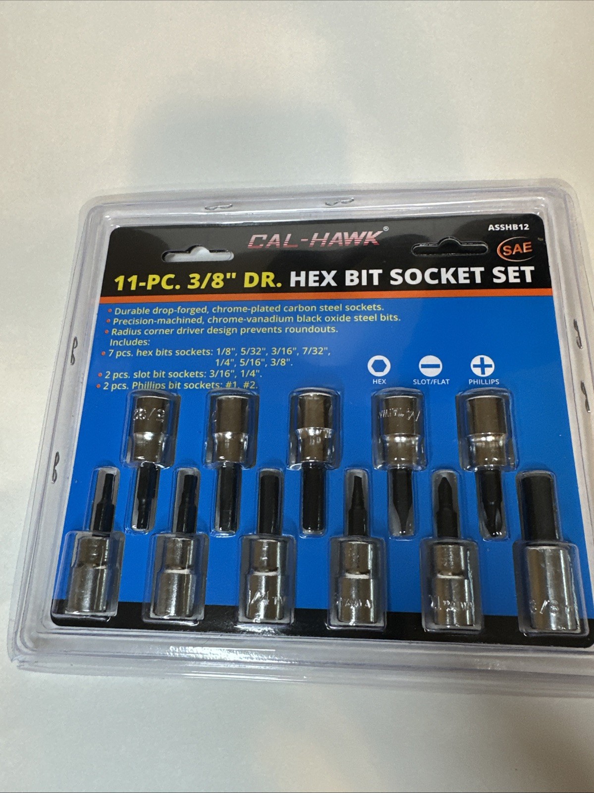 Cal-hawk 11-pc. 3/8” DR. Hex Bit Socket Set