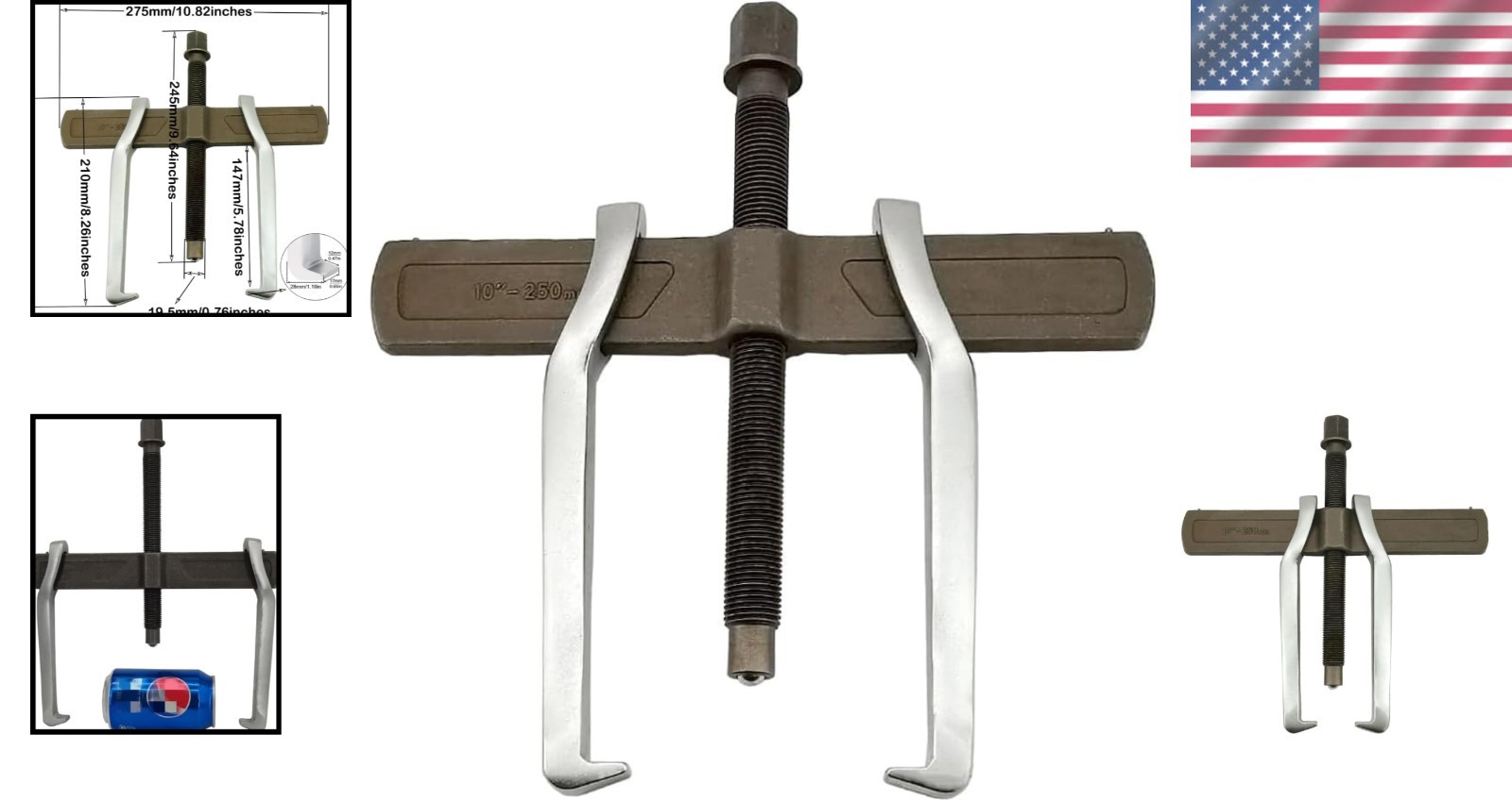 Durable 10-Inch Chrome Vanadium 2-Jaw Gear Puller for Easy Component Disassembly