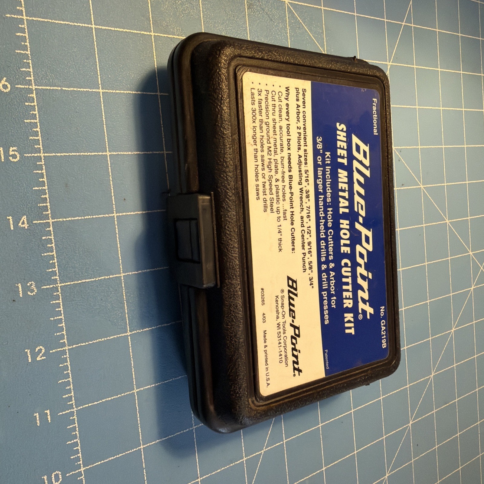 BLUE POINT Snap on Sheet Metal Hole Cutter Kit Design Prevents Clogging GA219B