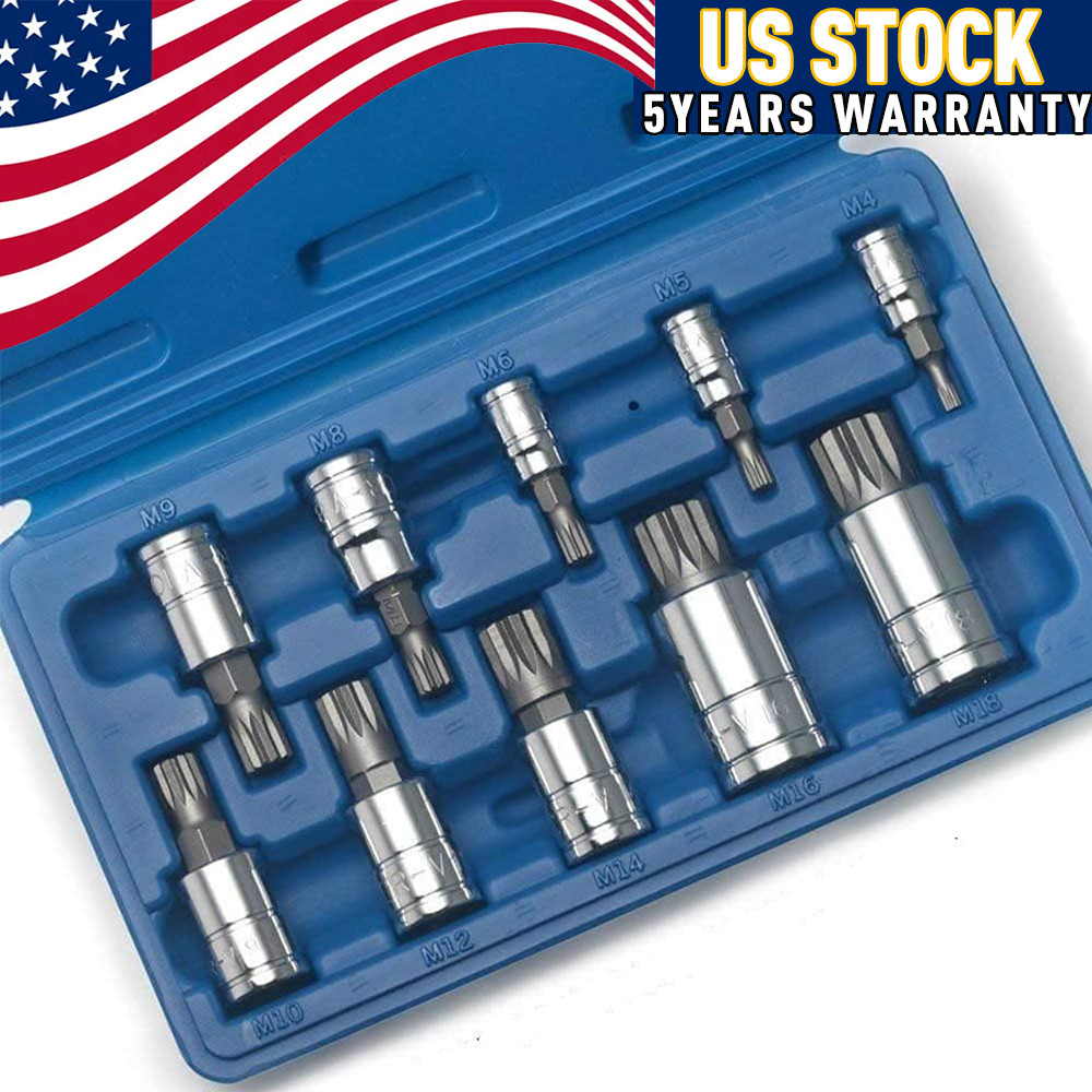 New 10pc For XZN Triple Square 12 Point Spline Tamper Bit socket Set 4MM – 18MM