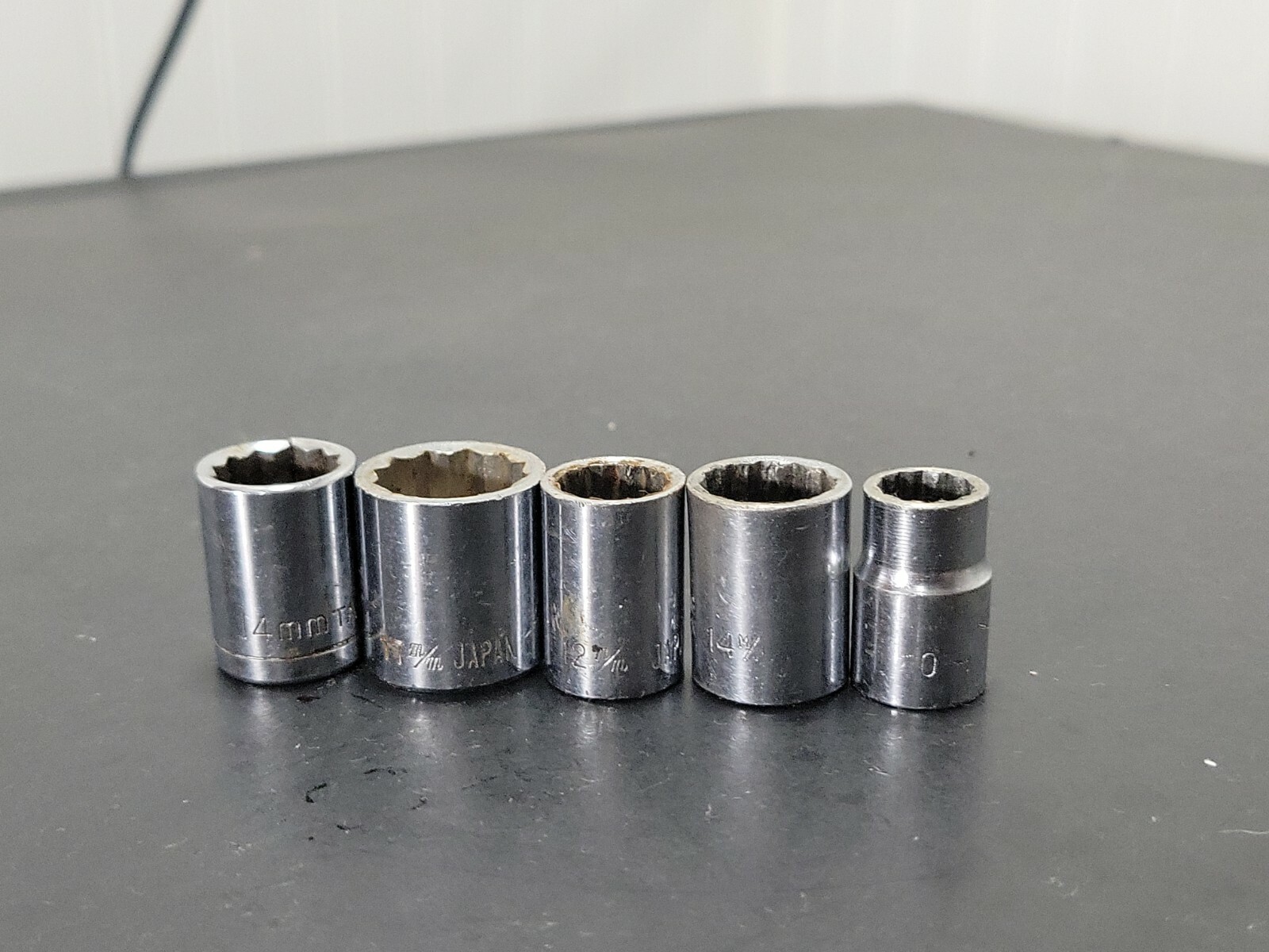 Lot of 5 Shallow Sockets 10mm 12mm 14mm 17mm Metric 3/8″ Drive 12 Point
