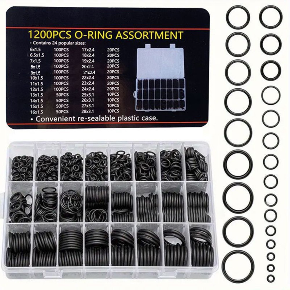 Rubber O Rings Kit 1200pcs with Multiple Sizes for Plumbing and Auto Repair