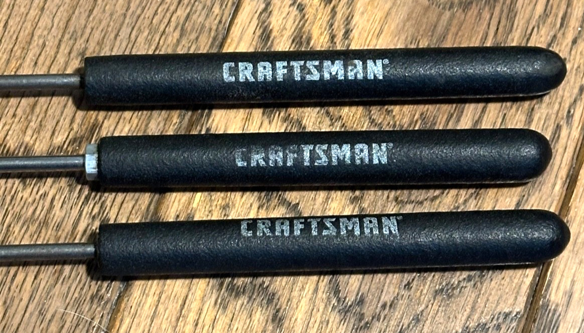🇺🇸 Craftsman Tools 7” Long Mini Pick Hook Awl Set Black Soft Grip Lot USA