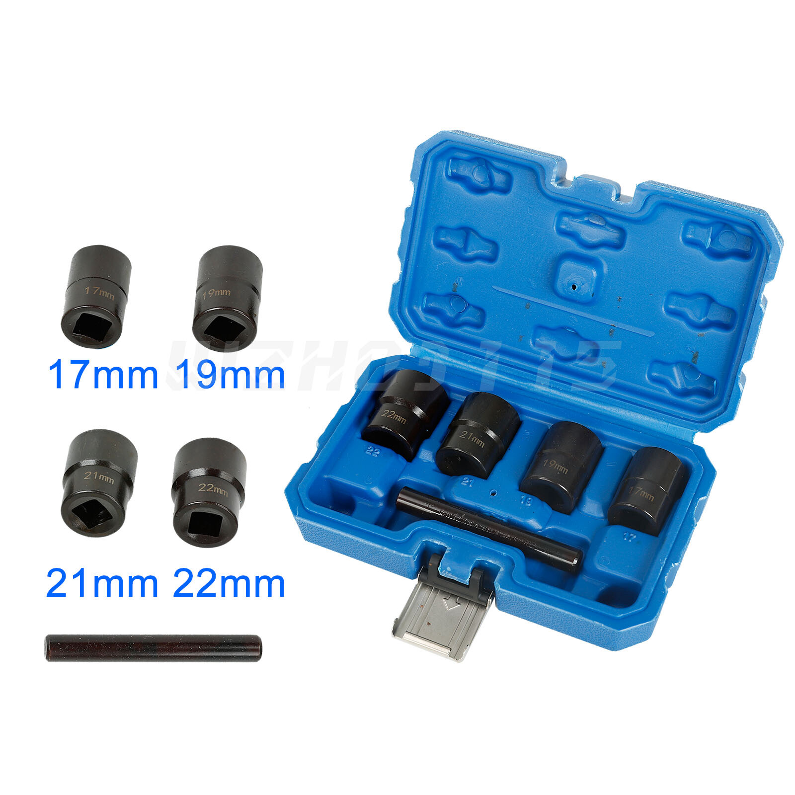 5pcs Twist Socket Wheel Lock Worn Lug Nut Remover Extractor Tool 17,19, 21, 22mm