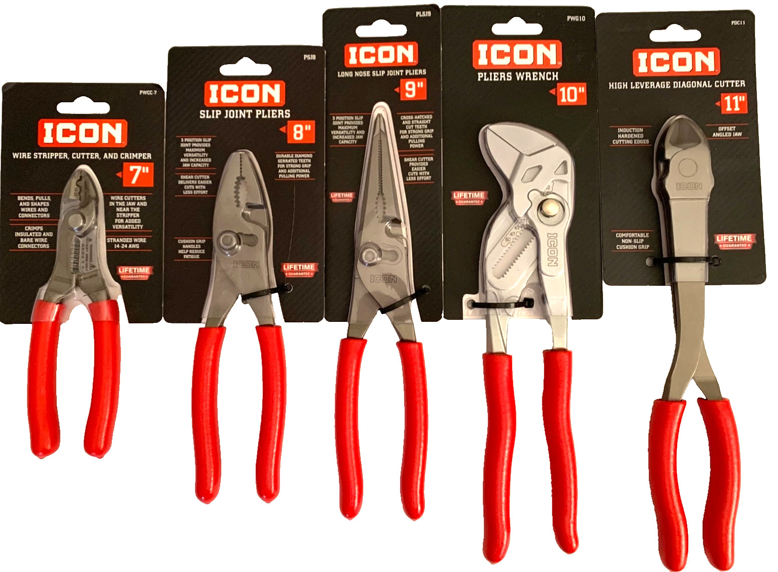 ICON Pliers (LOT OF 5) 57683, 70592, 70612, 58200 & 59737 New, Sealed (FREE S&H)