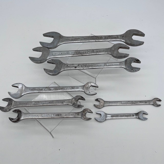 8 Vintage Gordon Tools Open End Spanners – 15/16″ to 3/8″ – Sheffield England