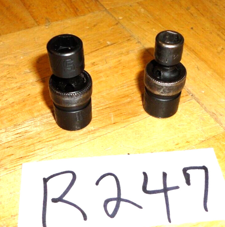 SNAP-ON TOOLS 2 PIECE 1/4 DRIVE SWIVEL IMPACT SOCKETS 1 USED 1/4 AND 1 NEW 5/16