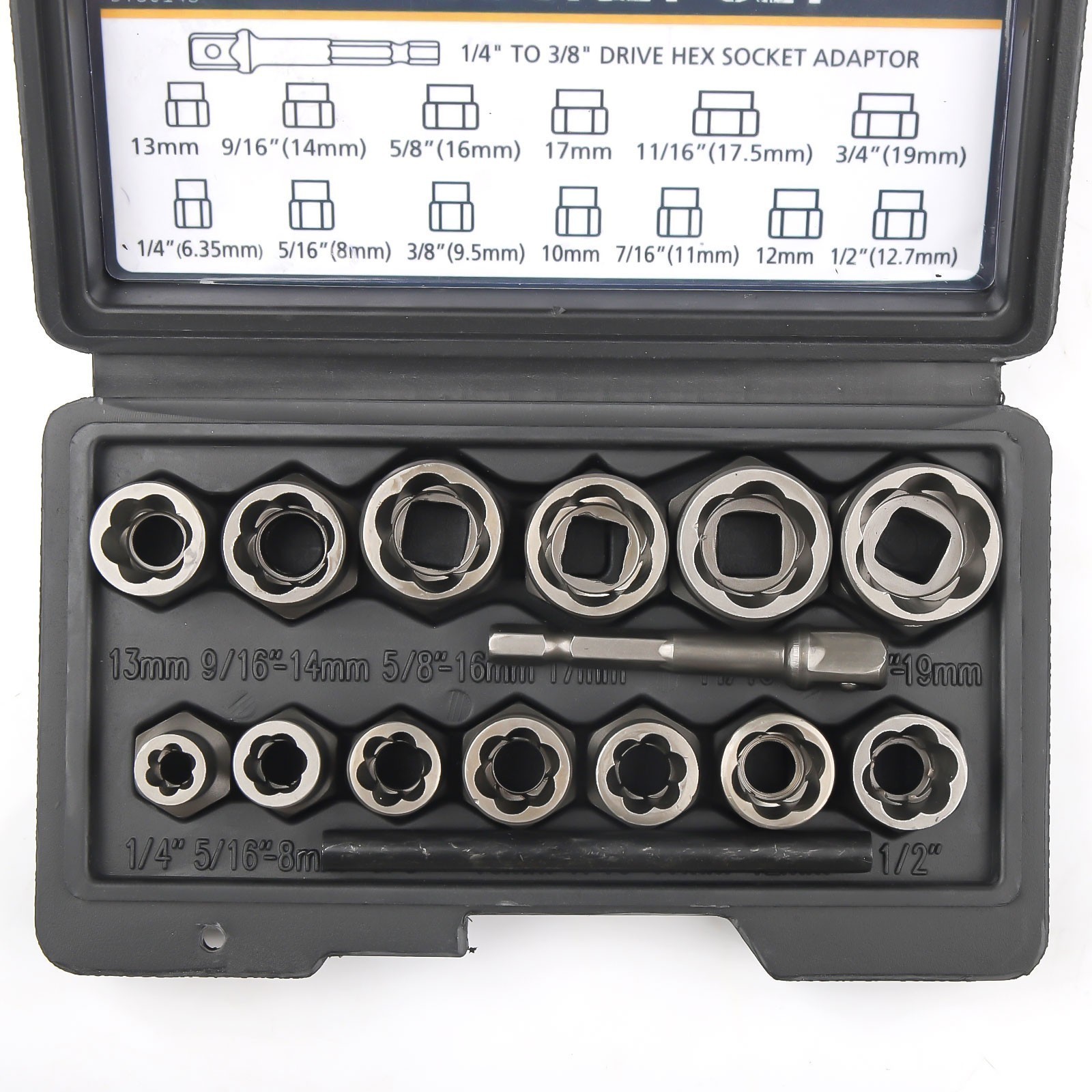 15 Pc Nut & Bolt Extractor Kit, of Bolt Removal Tool Set, Extractor Socket Tool