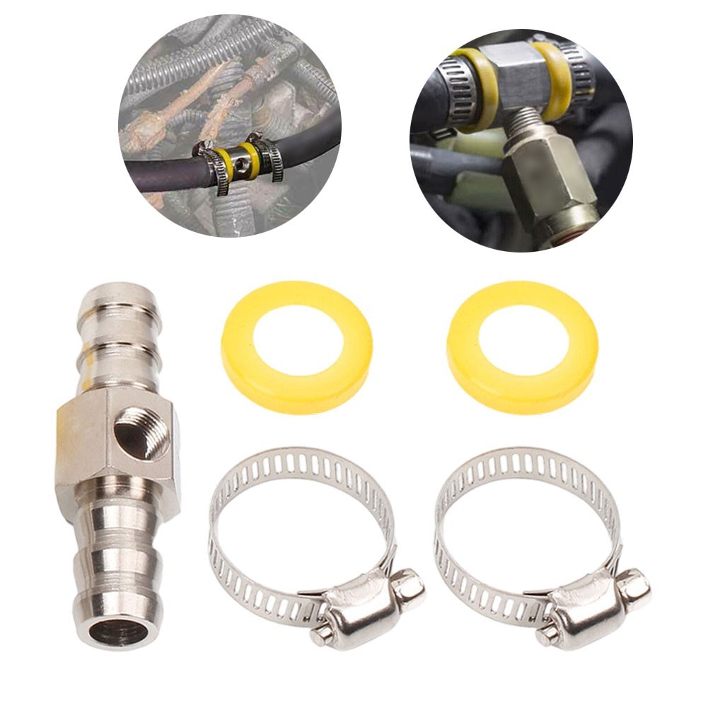 Fuel Pressure Monitoring Adapter 3/8 T-Fitting 1/8-27 NPT for Vehicles