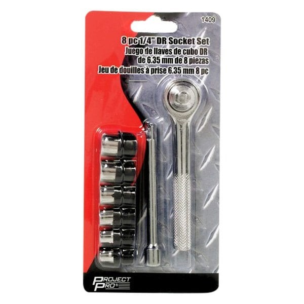 Performance Tool Project Pro 1/4″ Drive SAE Ratchet & Socket Set, 8 Pieces