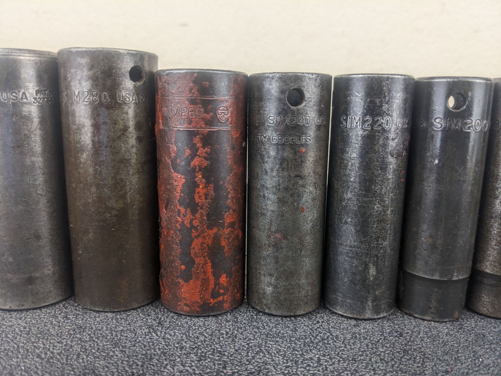 #bm563 Snap On Tools 309SIMYA 1/2″ Drive 9pc SAE Deep 6 Point Impact Socket Set