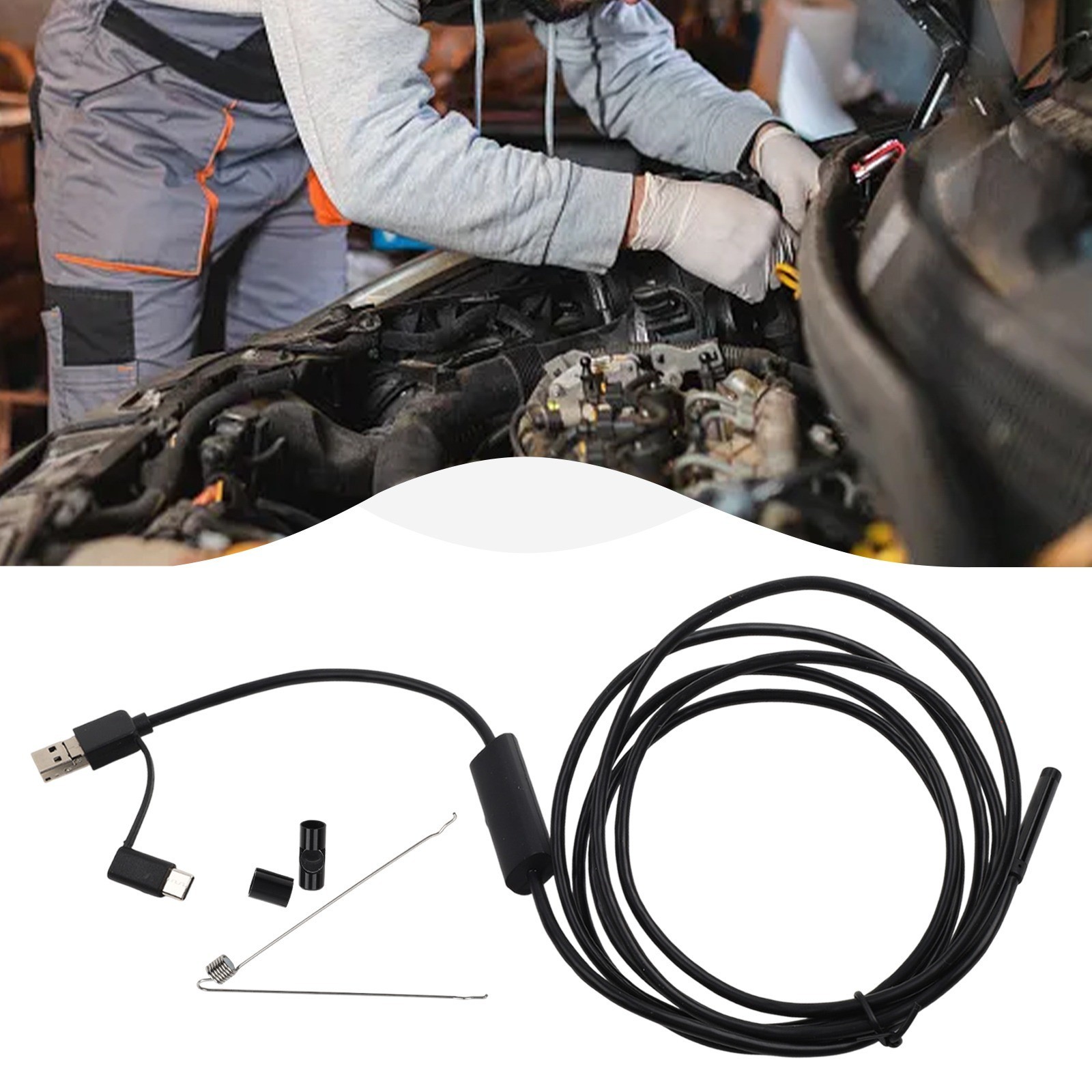 Borescope Camera with 6 LED Lights 1200P HD for image 5 5mm Probe for Easy Use