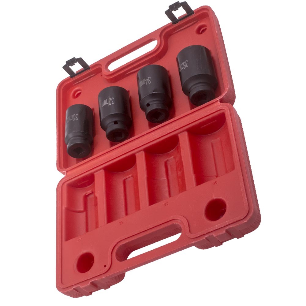 4PC 1/2″ Drive Spindle Axle Nut Socket 12 Point 30mm 32mm 34mm 36mm Remover Set