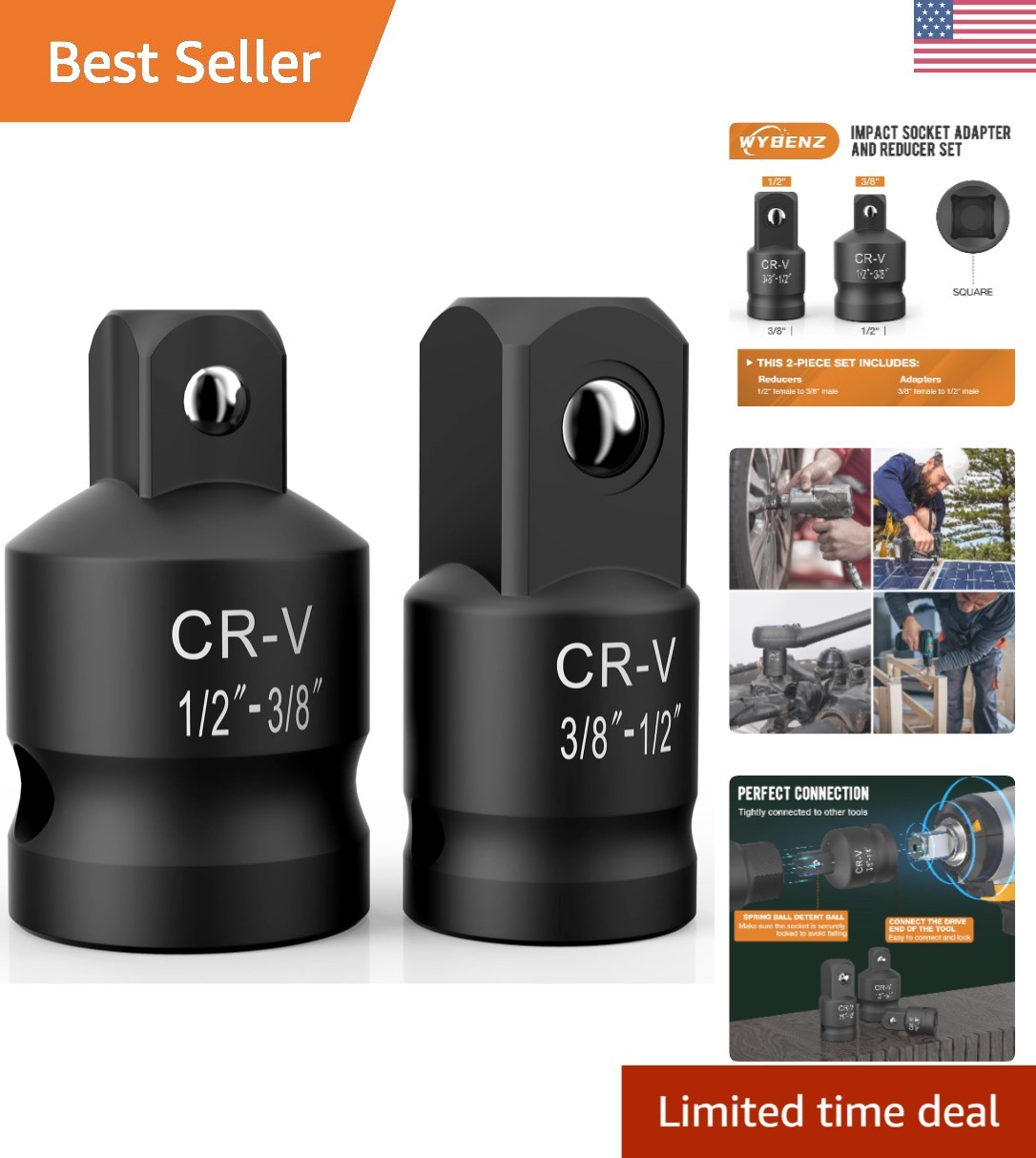 Durable 2-Piece Impact Adapter Set – Rust-Resistant and Professionally Designed