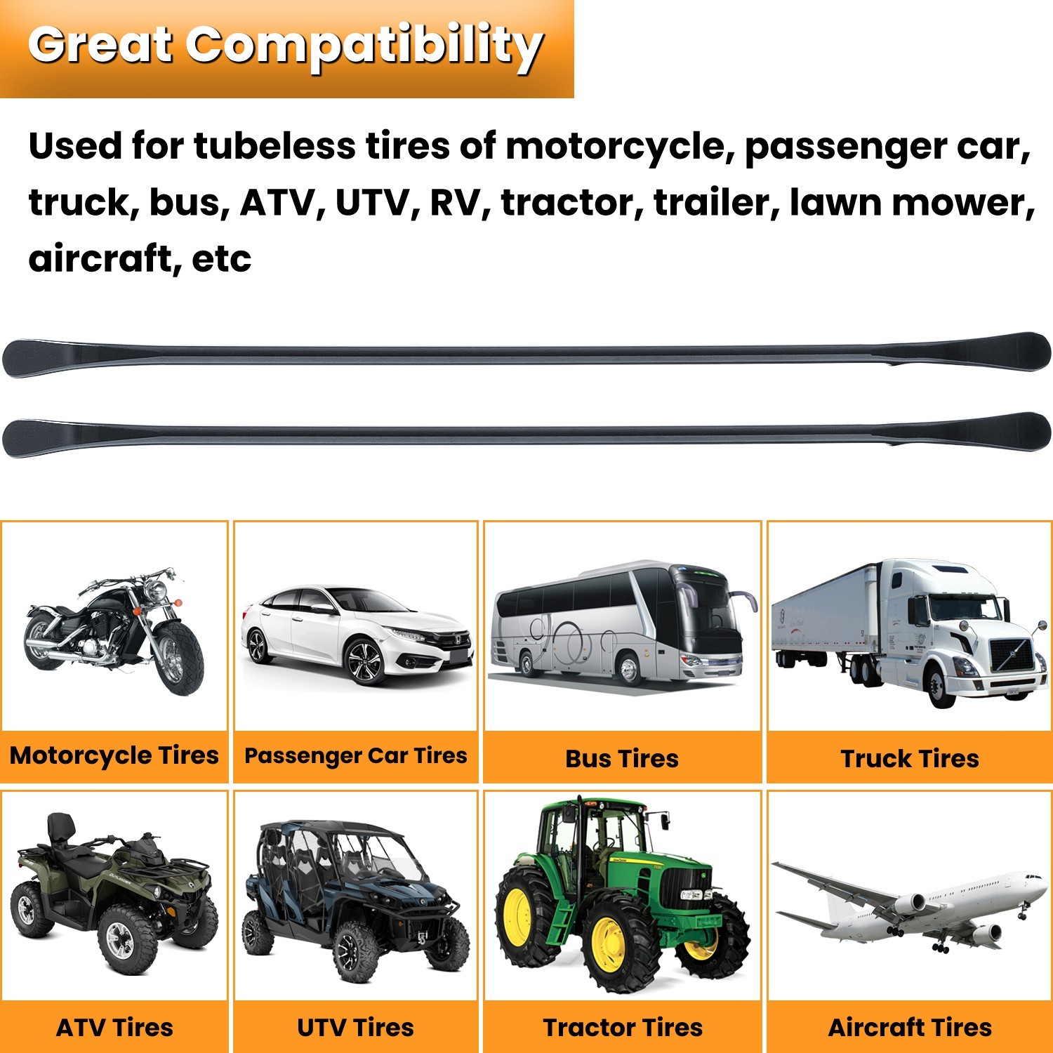 34645 Tire Mount and Demount Iron Tubeless Tire Removal Tool 37 in Black 2-Pack