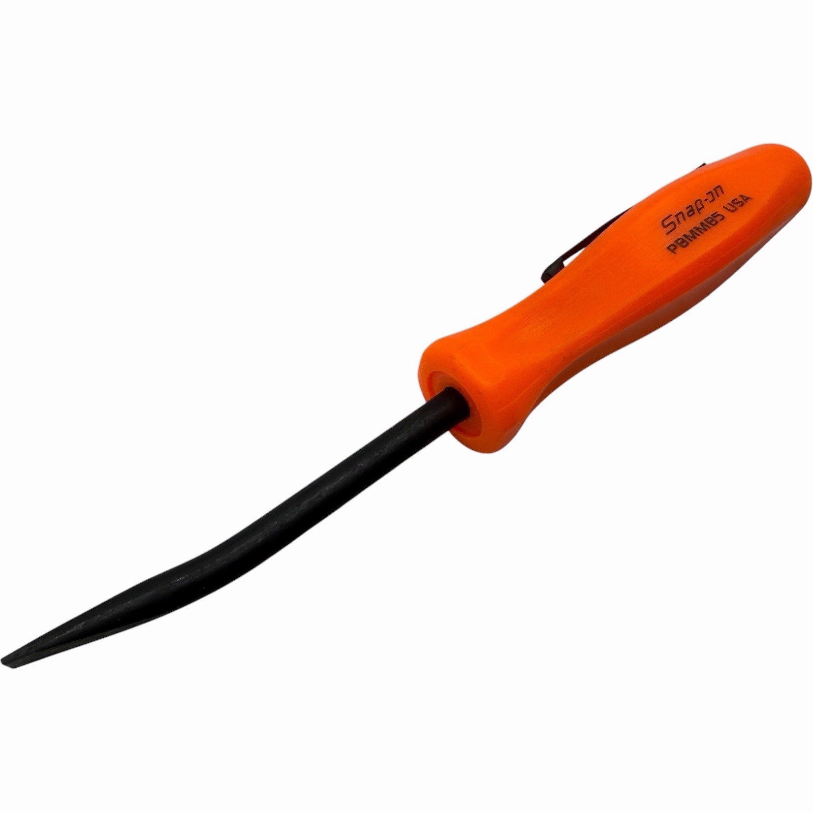 Snap On Tools Mini Magnetic Pocket Pry Bar Orange 5 inch Bent 45 Degree