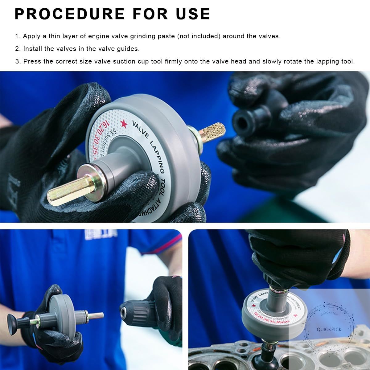 Valve Lapping Tool, Small Engine Valve Lapping Kit with 5 Suction Plates 1000rpm