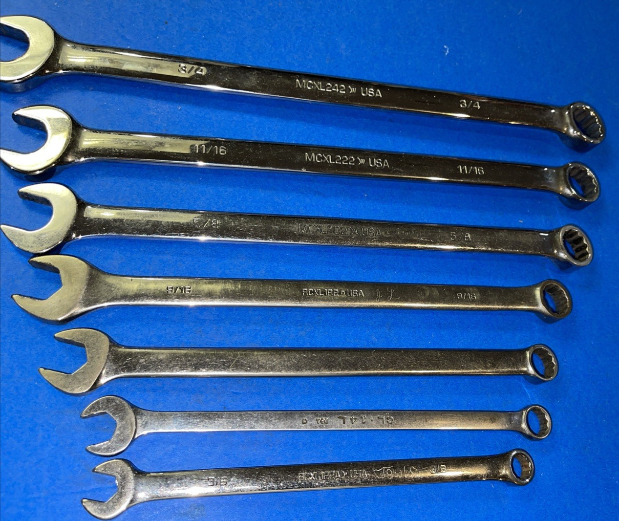 MATCO TOOLS 7 PIECE SAE COMBINATION EXTRA LONG 12 POINT WRENCH SET 3/8 TO 3/4
