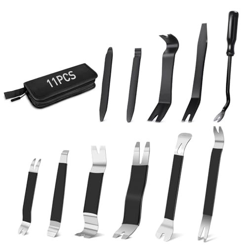 11PCS Trim Removal Tool Kit – Metal & Nylon Pry Tools for Car Panels, Dashboard,