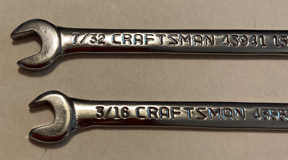 Two Craftsman Ignition Combination Wrenches 7/32×15/64 & 3/16×5/32