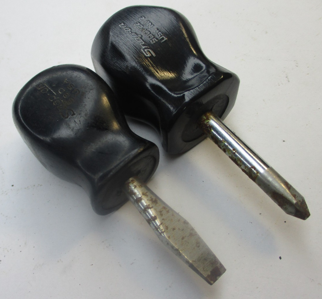 Snap on 2pc SDD1 Flat / Slotted SDDP22 Phillips Stubby Black Screwdriver Set USA