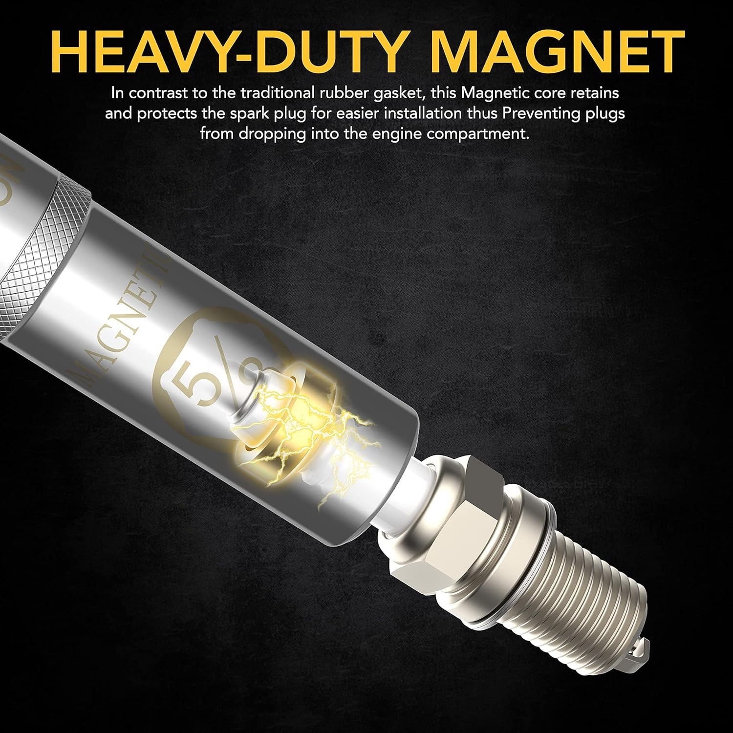 5/8″ Swivel Magnetic Spark Plug Socket, 3/8″ Drive x 10″ Total Length | Enhan…