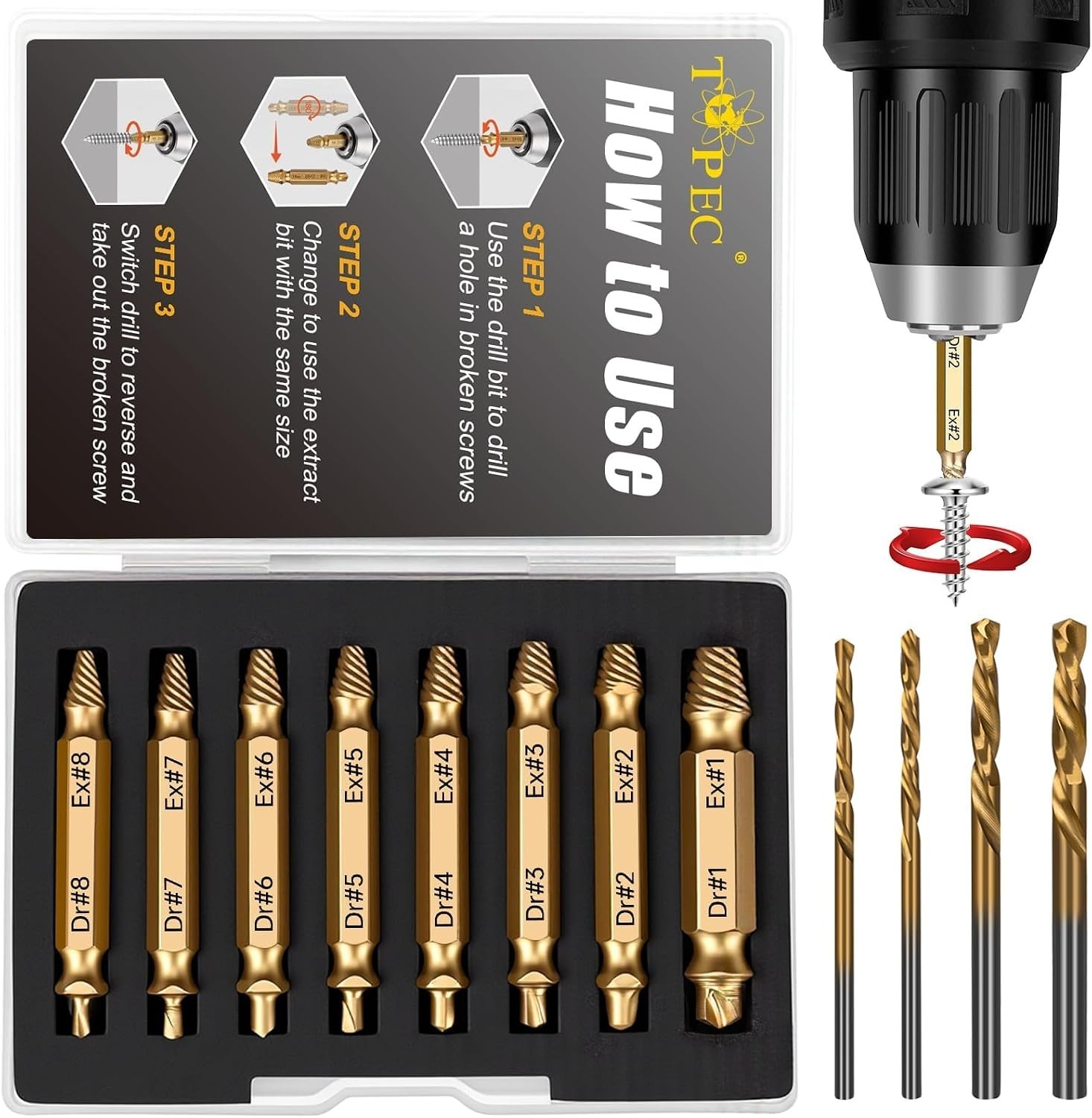 High Speed Steel 12 PCS Screw Extractor Set: Effortless Removal of Rusted Screws
