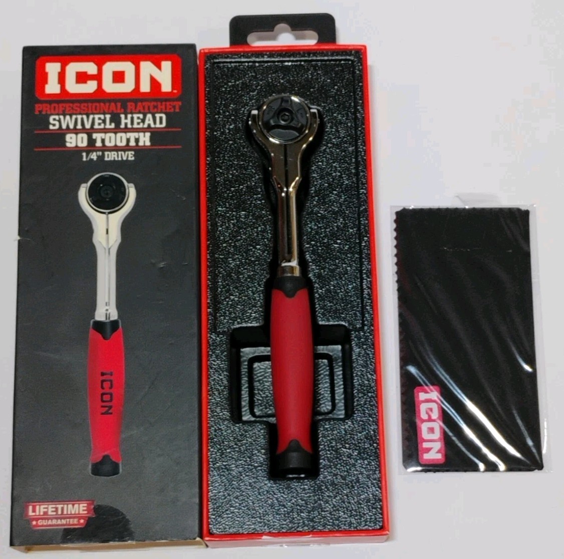 ICON Professional Ratchet 90 Tooth Swivel Head 1/4” Drive 64694 R1SW Swivel Head