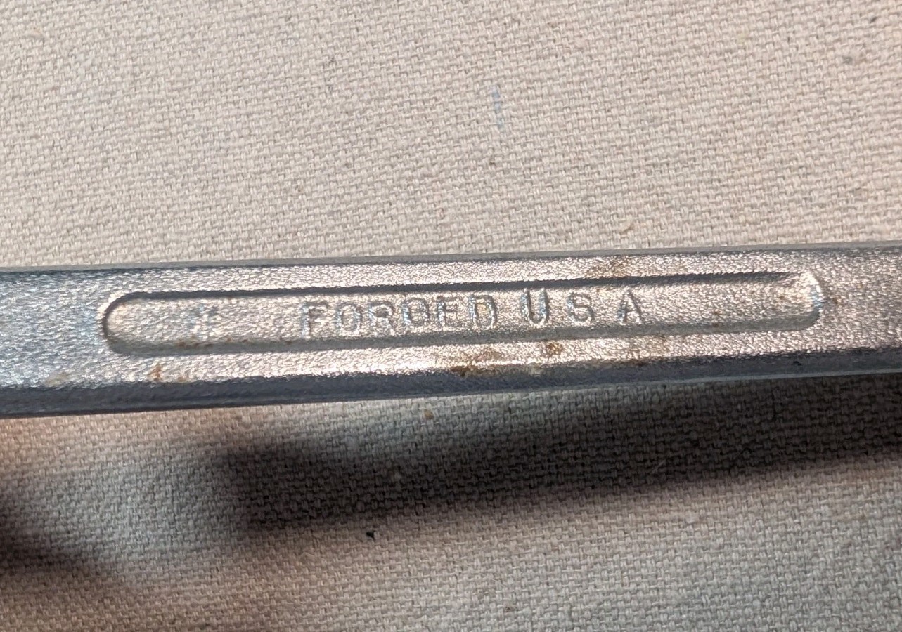 Powr-Kraft 11/16″ x 19/32″ Wrench Double Open End Satin Chrome 12 Point USA VTG